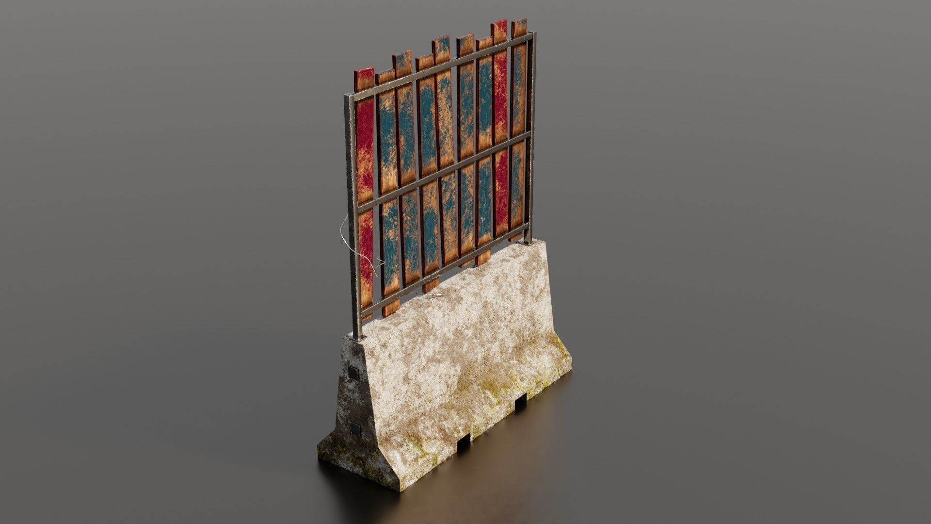 Concrete barrier  Low-poly 3D model_31