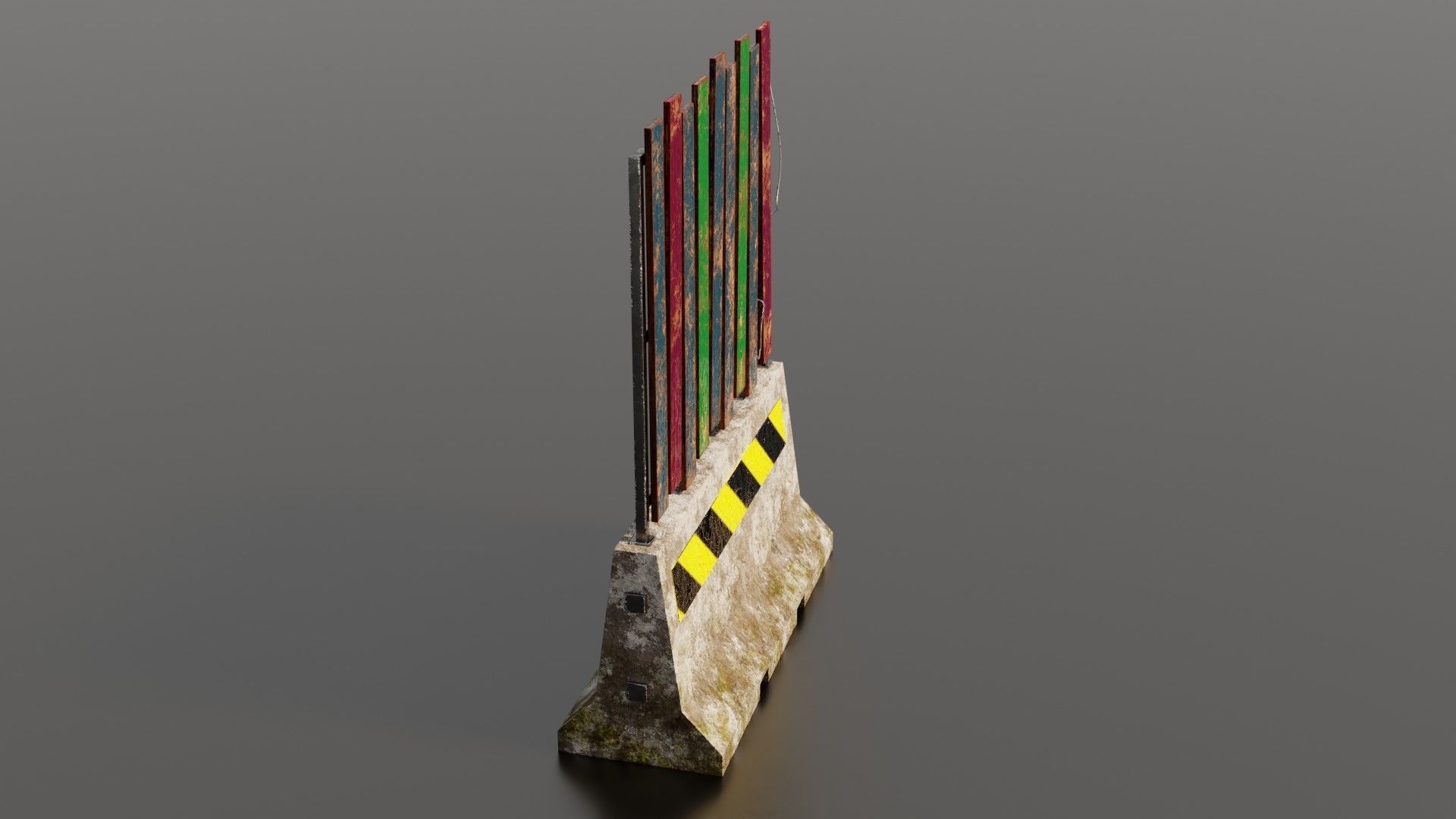 Concrete barrier  Low-poly 3D model_25