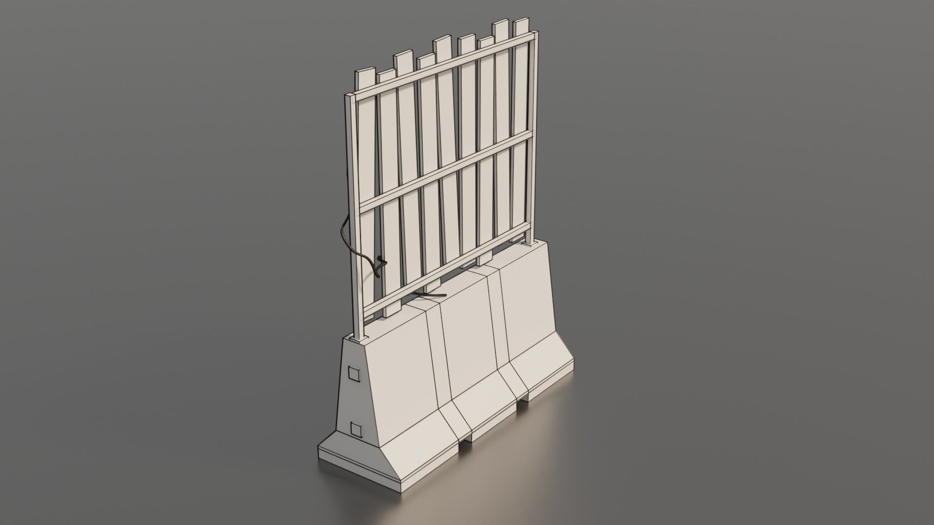 Concrete barrier  Low-poly 3D model_13