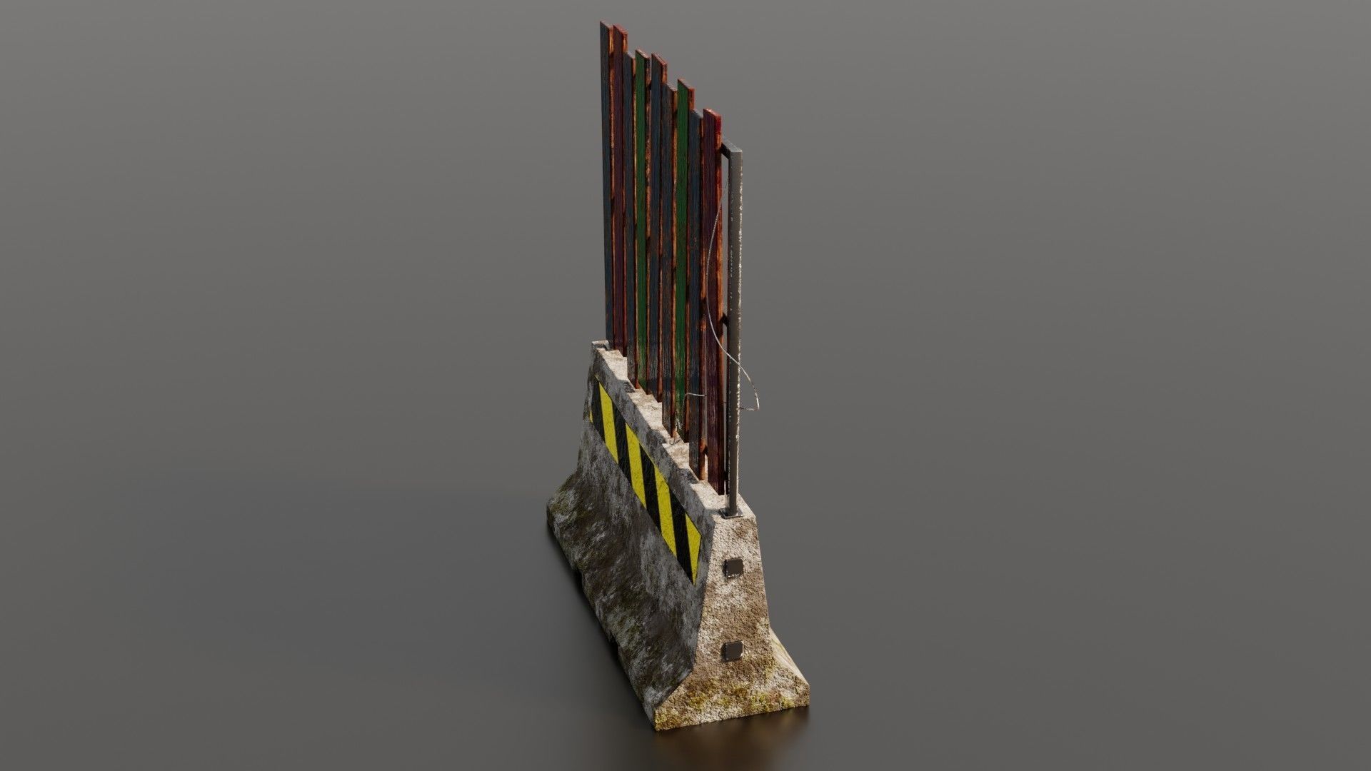 Concrete barrier  Low-poly 3D model_33