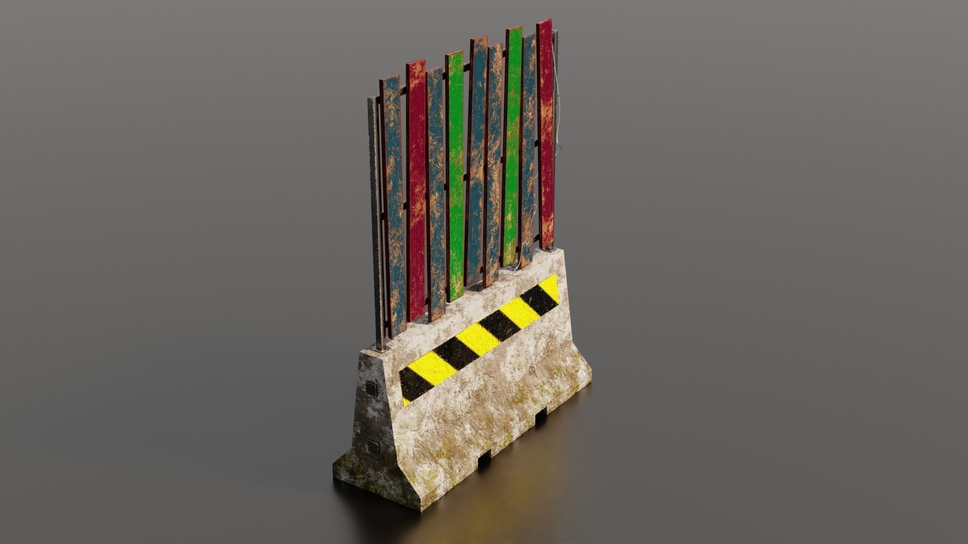 Concrete barrier  Low-poly 3D model_23