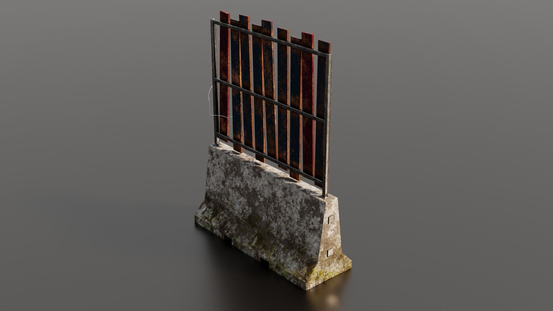 Concrete barrier  Low-poly 3D model_28
