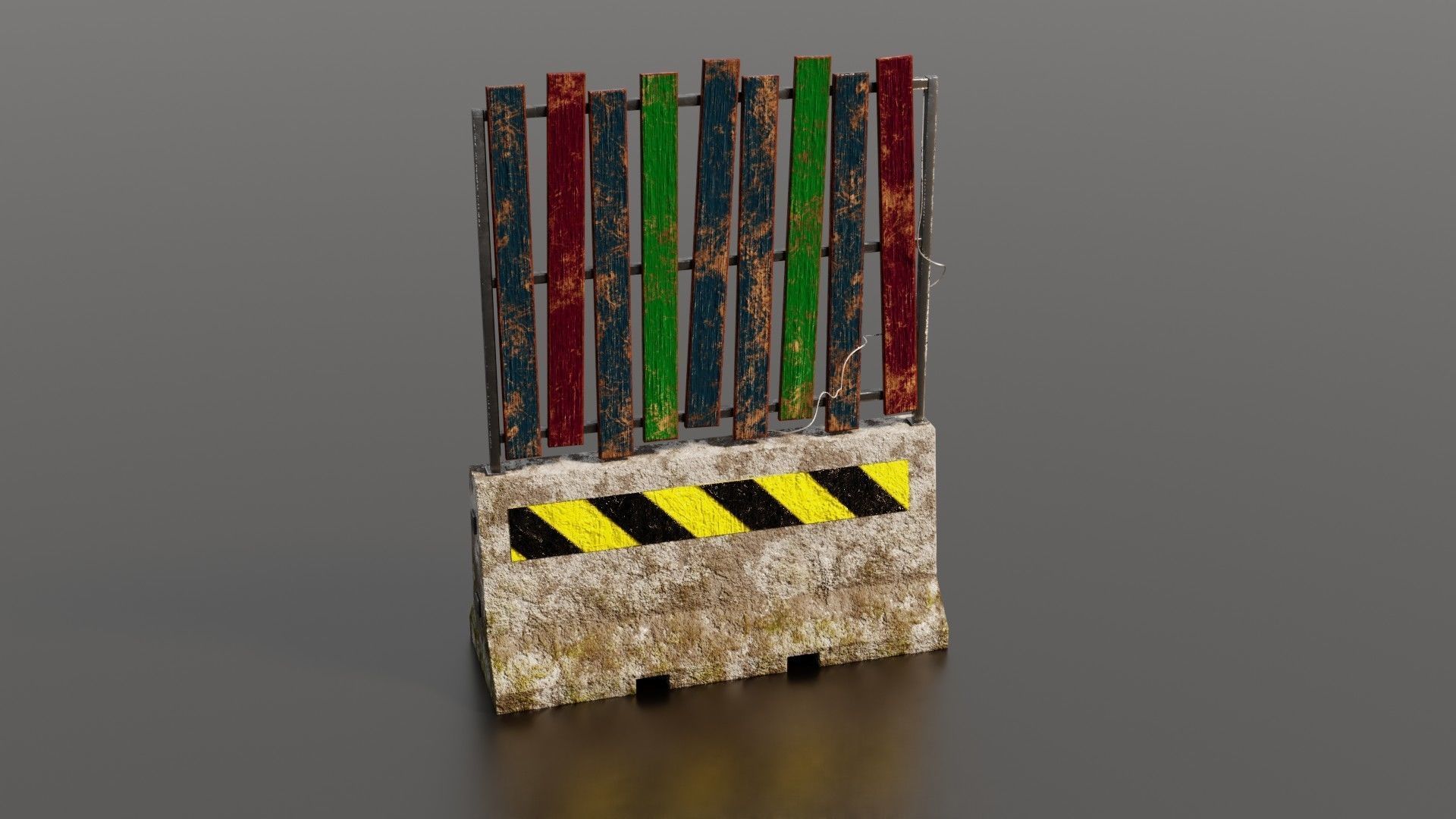 Concrete barrier  Low-poly 3D model_37