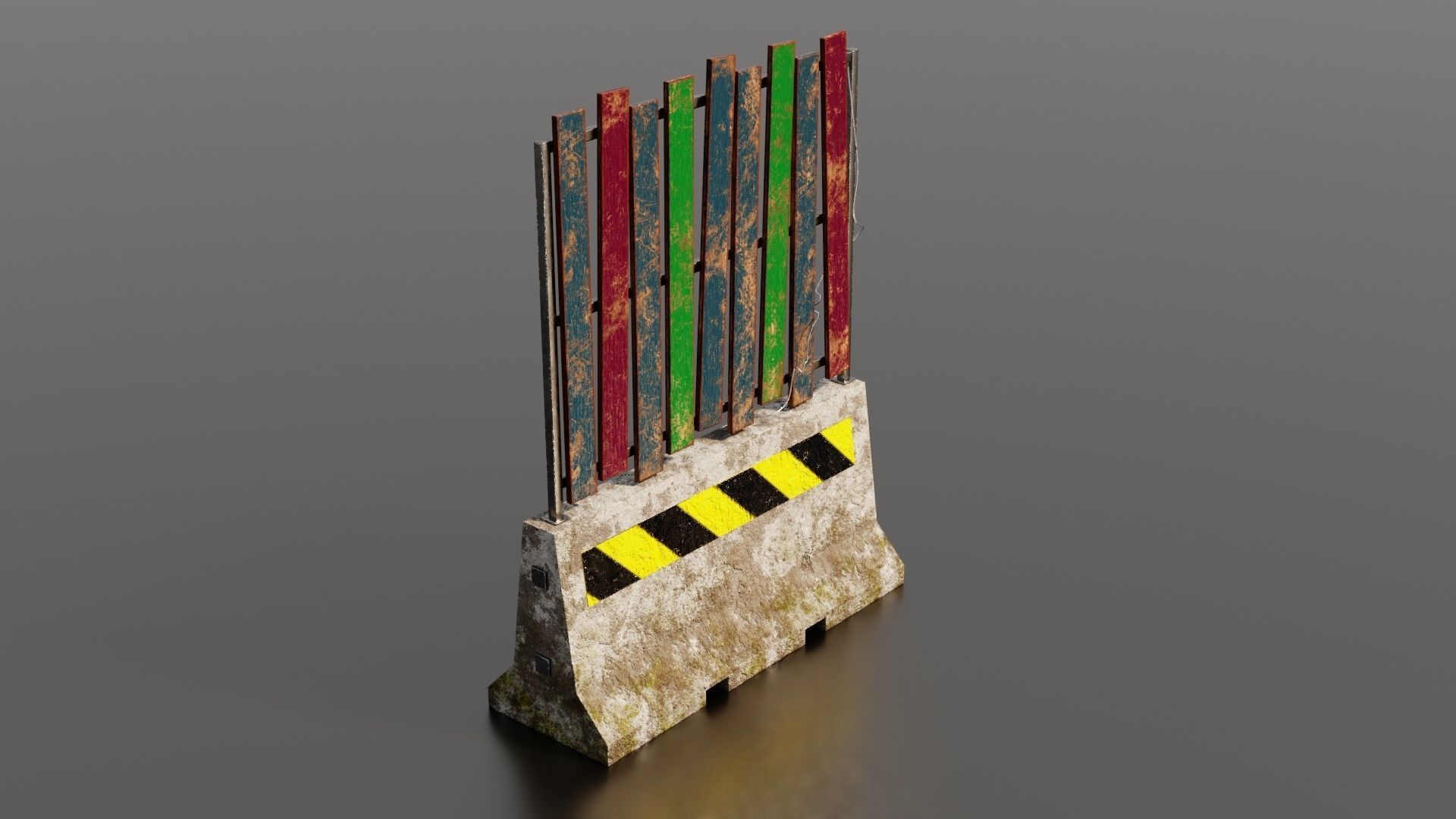 Concrete barrier  Low-poly 3D model_40