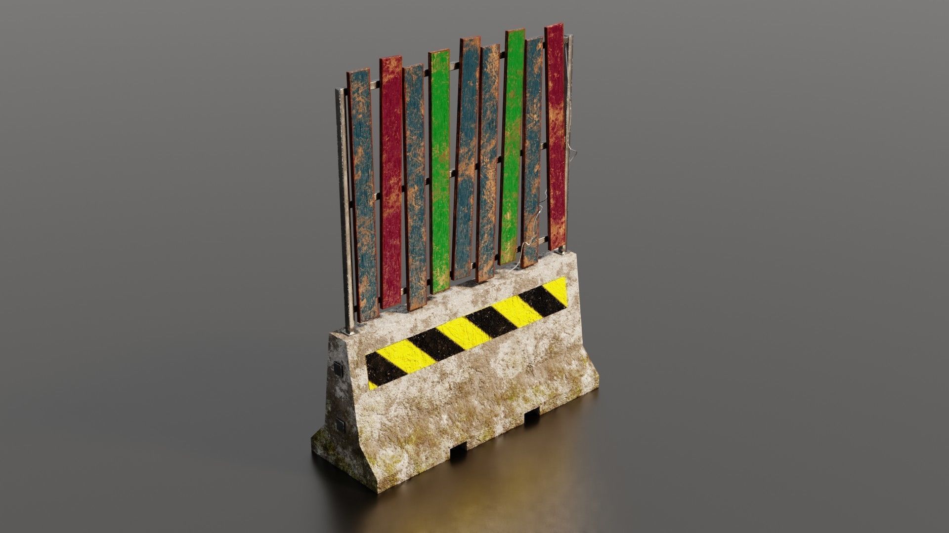 Concrete barrier  Low-poly 3D model_39