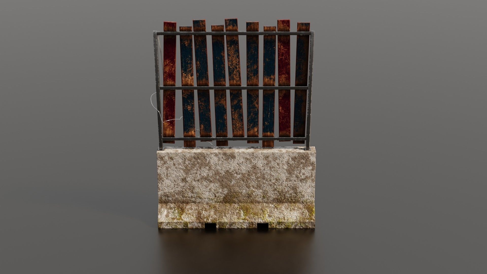 Concrete barrier  Low-poly 3D model_29