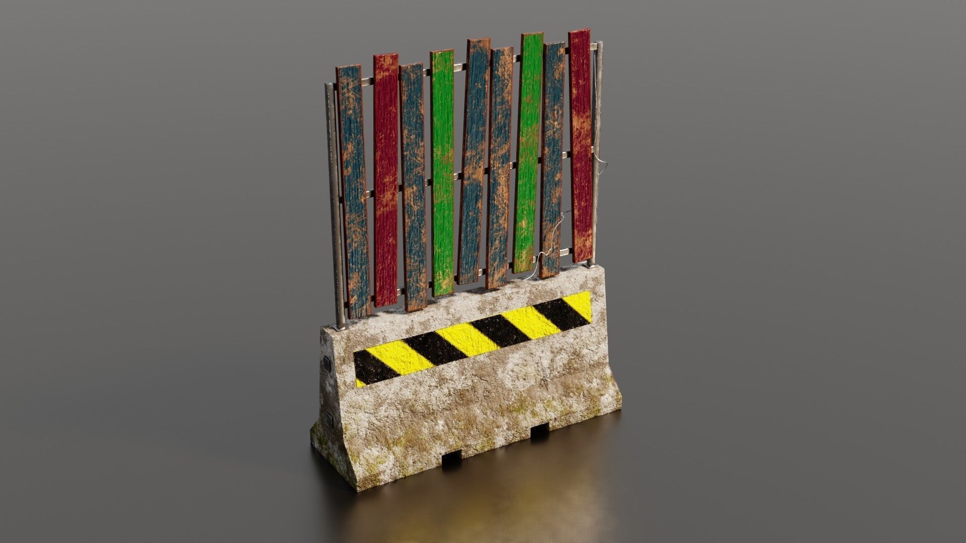 Concrete barrier  Low-poly 3D model_38