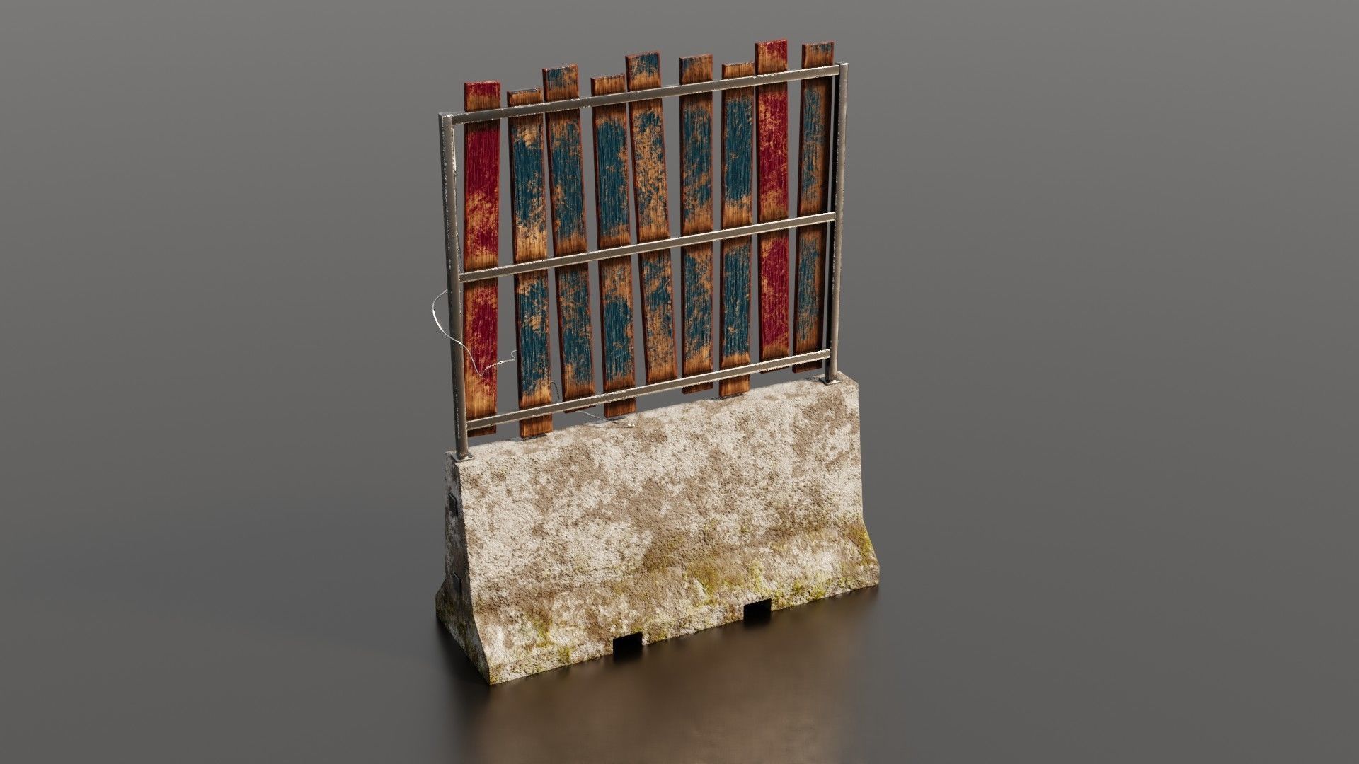 Concrete barrier  Low-poly 3D model_30