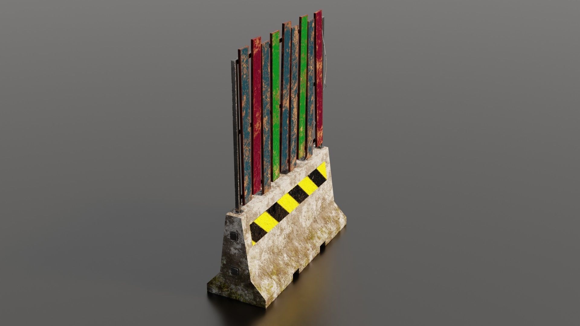 Concrete barrier  Low-poly 3D model_24
