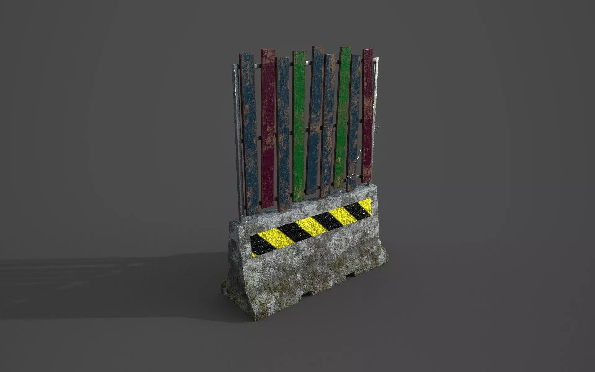 Concrete barrier  Low-poly 3D model_0