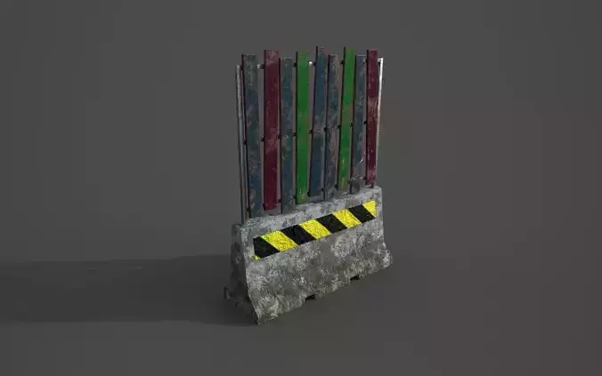 Concrete barrier  Low-poly 3D model