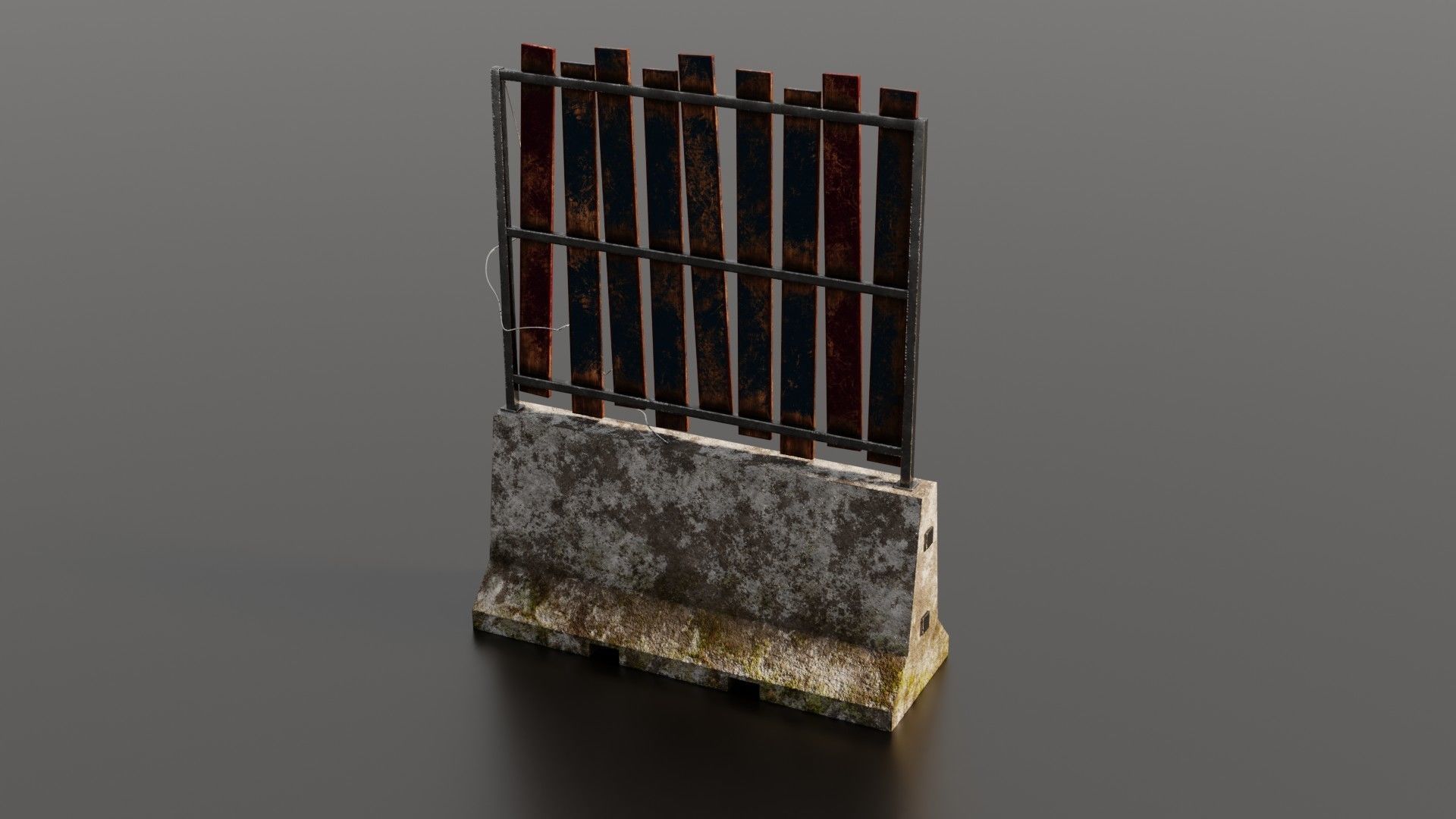 Concrete barrier  Low-poly 3D model_2