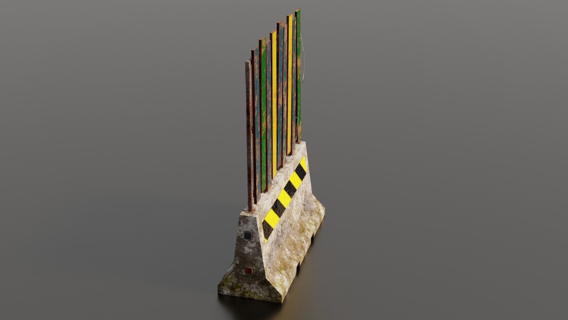 Concrete barrier  Low-poly 3D model_26