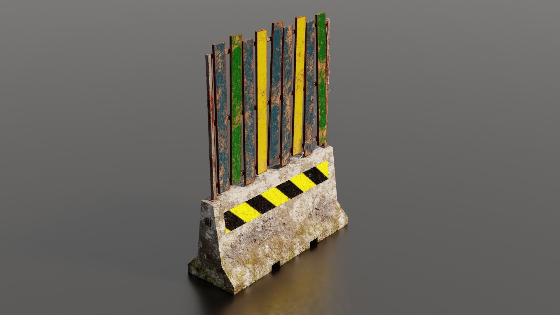 Concrete barrier  Low-poly 3D model_40
