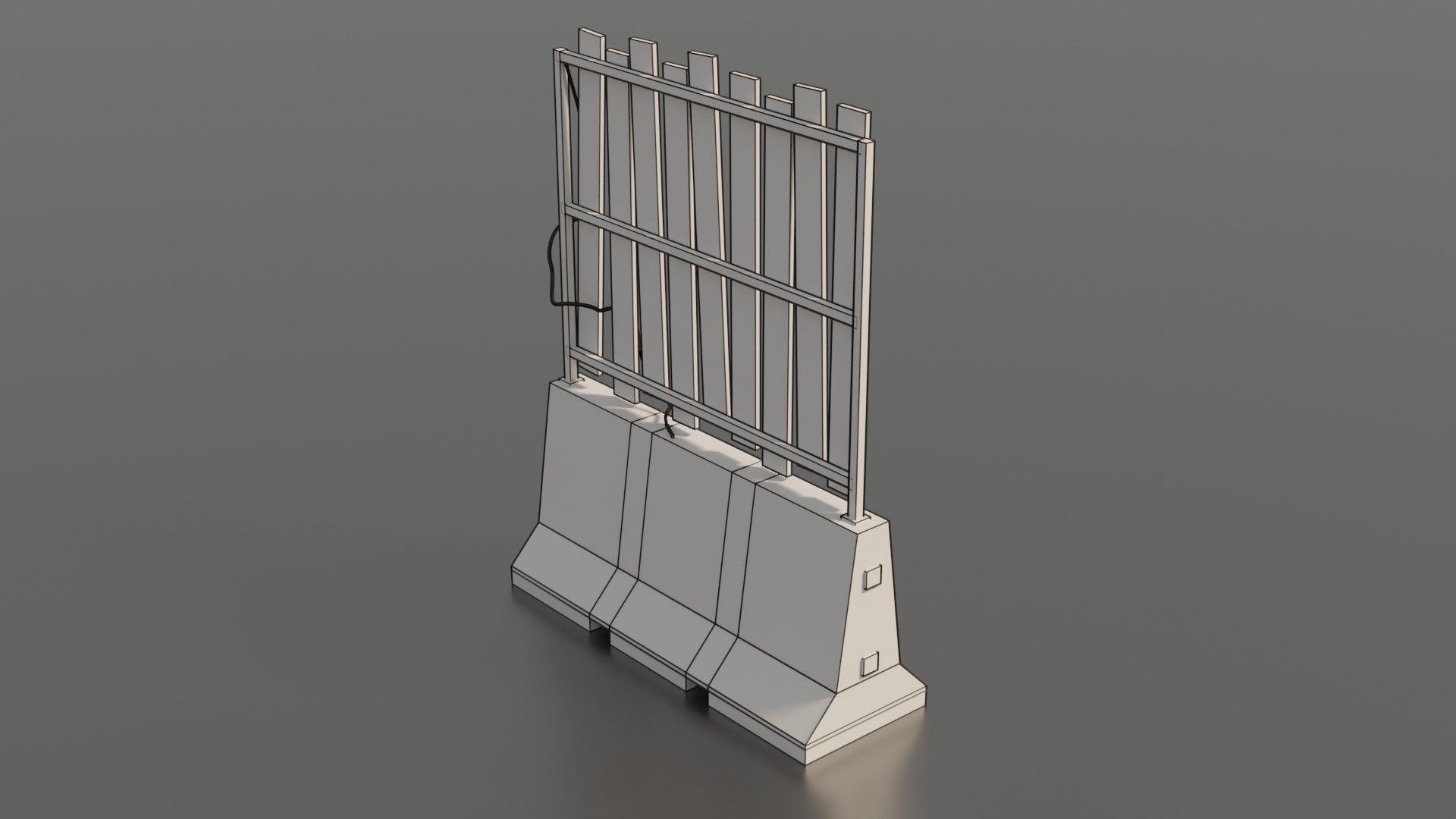 Concrete barrier  Low-poly 3D model_9