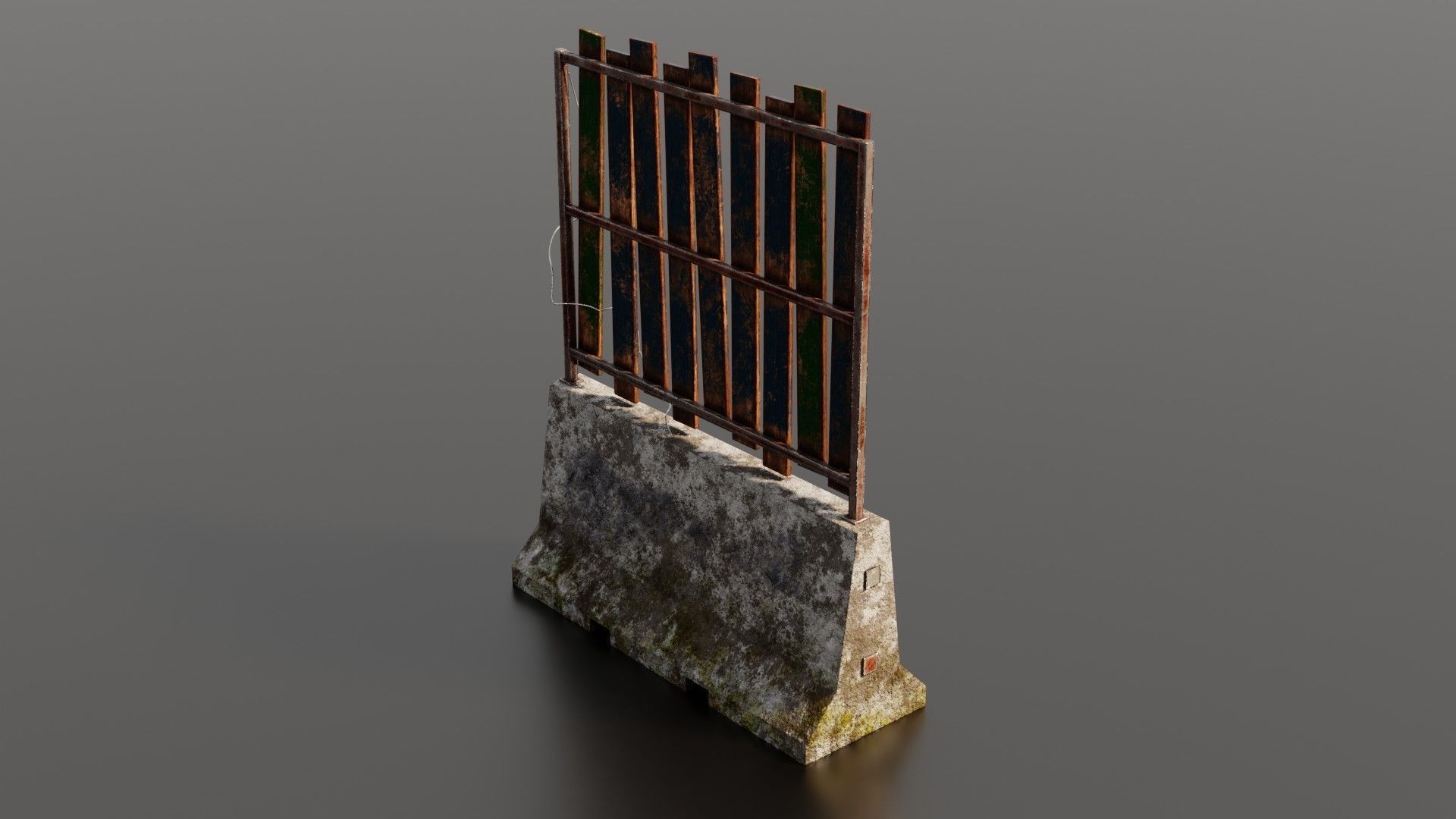 Concrete barrier  Low-poly 3D model_29