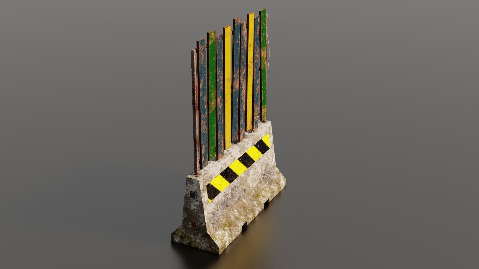 Concrete barrier  Low-poly 3D model_25