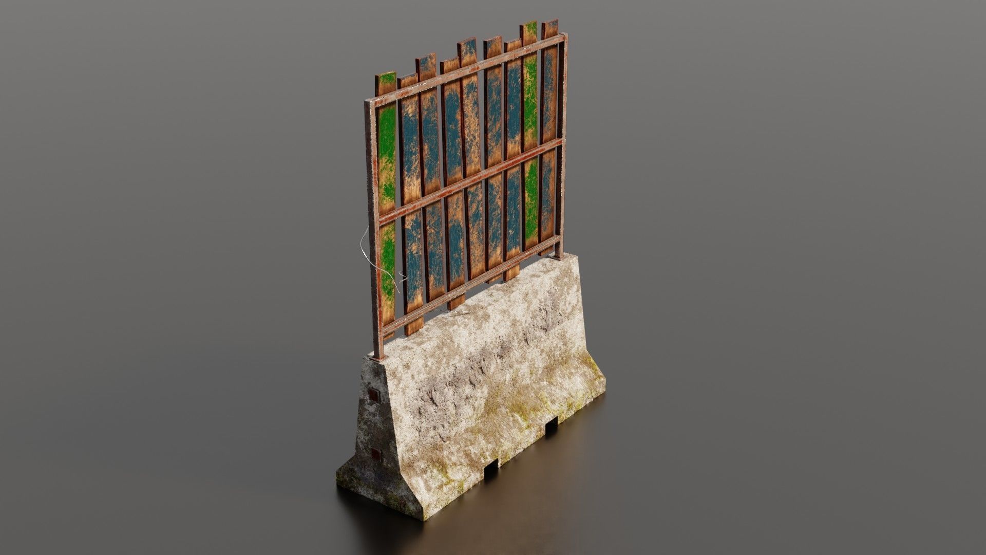 Concrete barrier  Low-poly 3D model_31