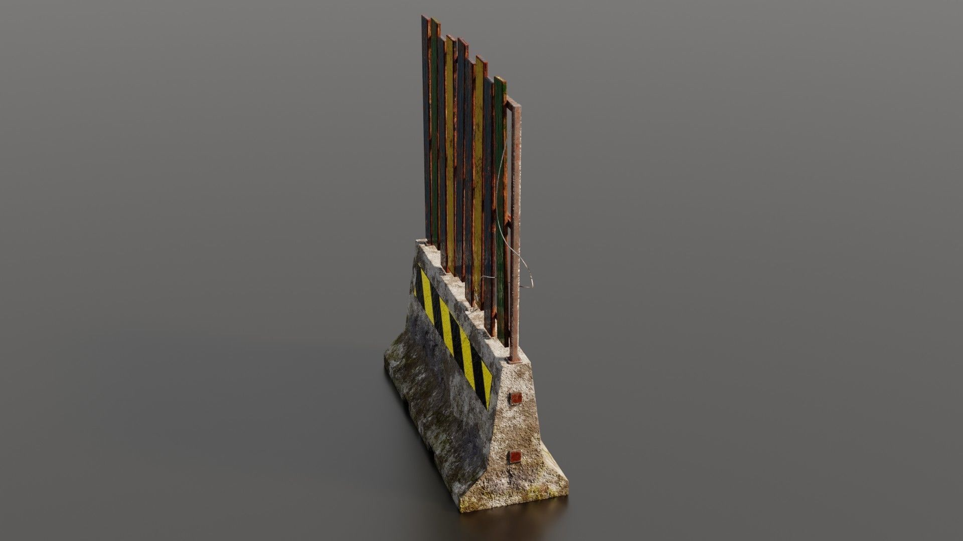 Concrete barrier  Low-poly 3D model_33