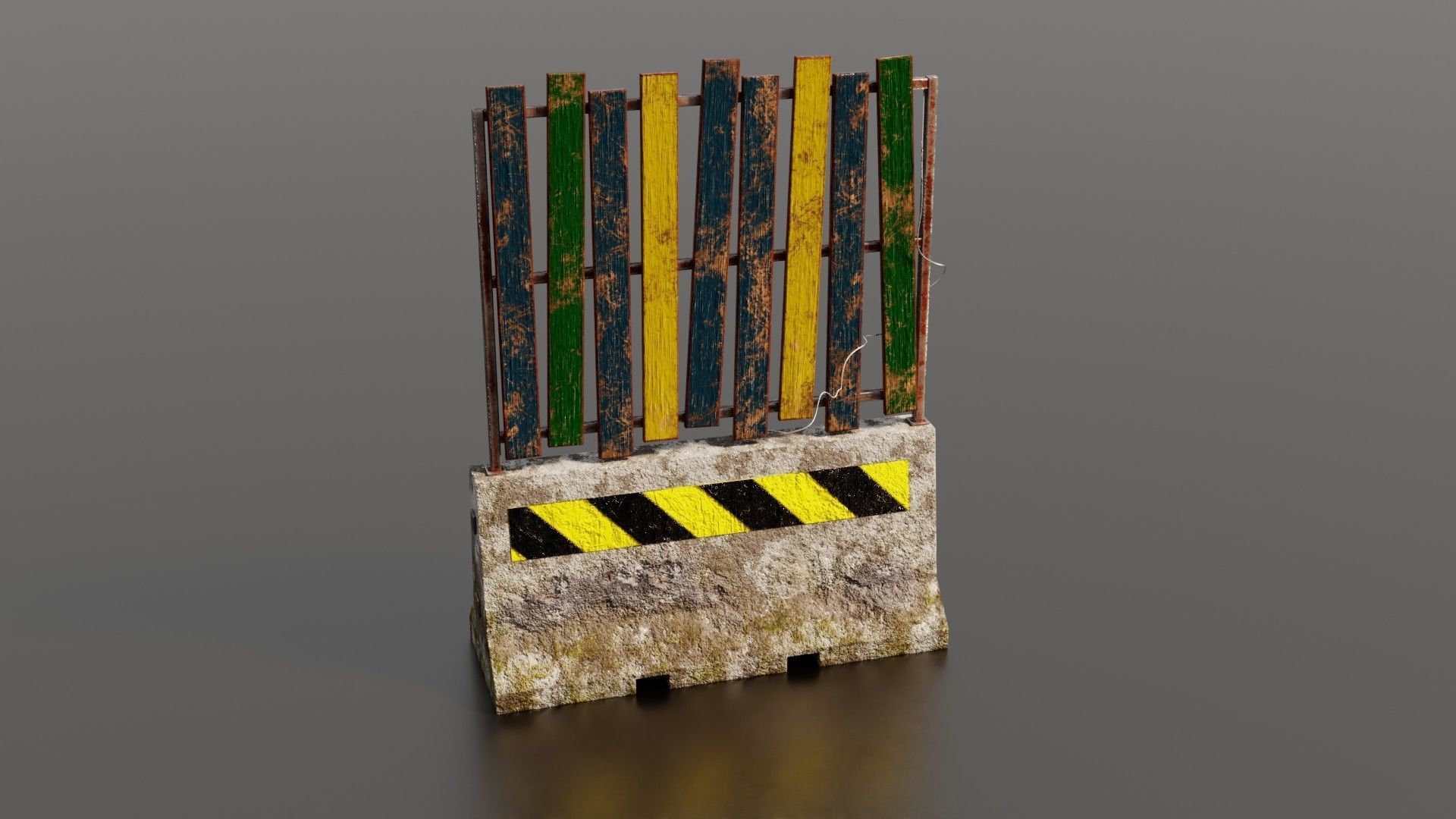 Concrete barrier  Low-poly 3D model_37