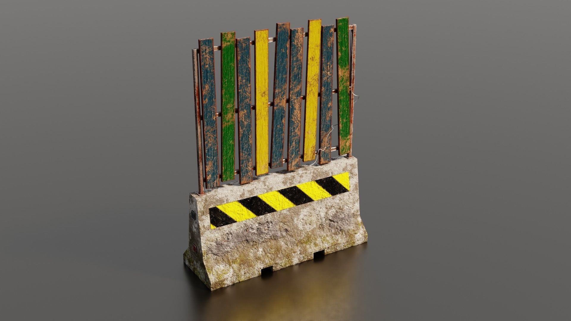 Concrete barrier  Low-poly 3D model_38