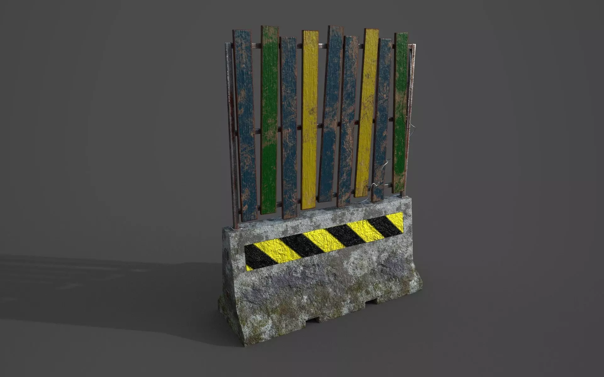 Concrete barrier  Low-poly 3D model_0