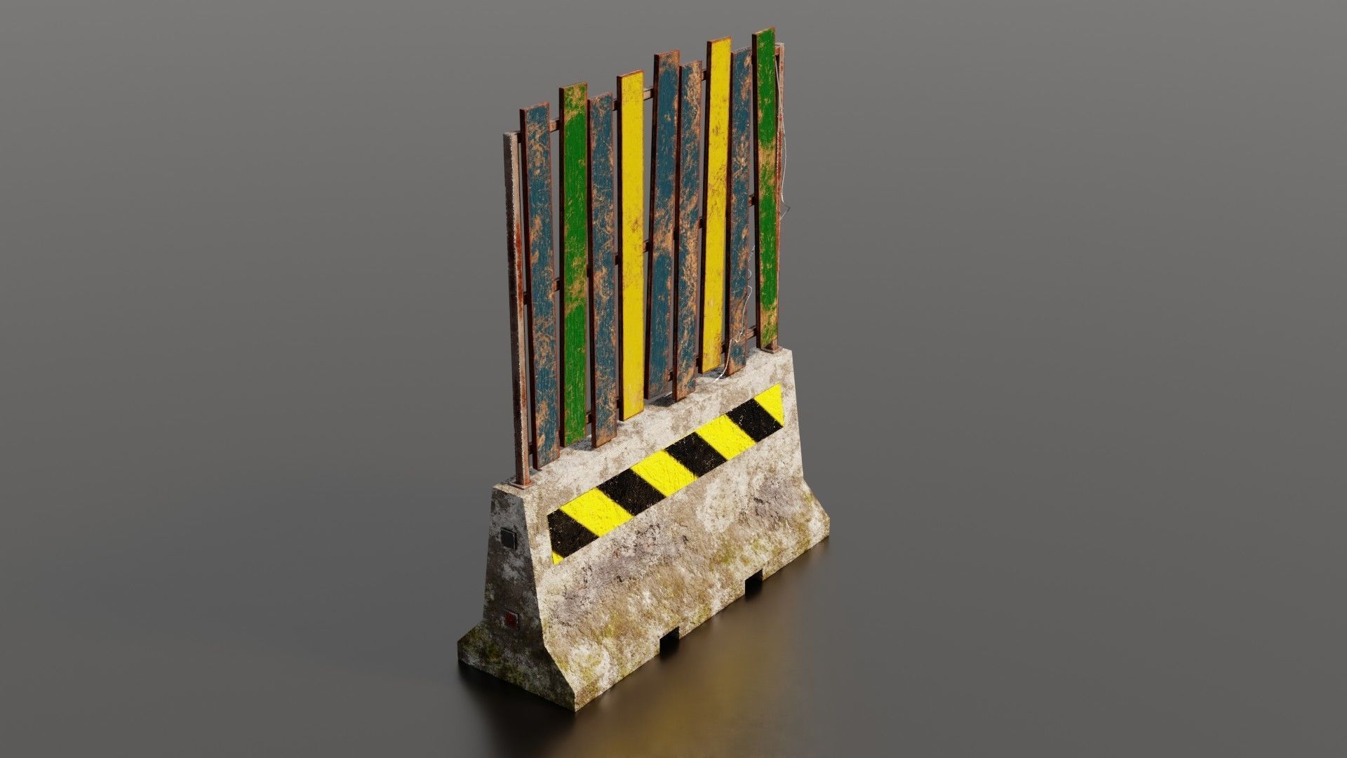 Concrete barrier  Low-poly 3D model_23