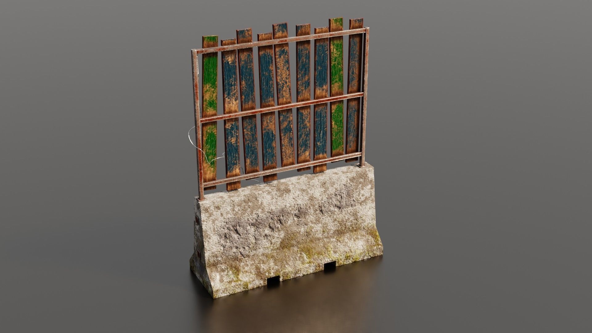 Concrete barrier  Low-poly 3D model_30