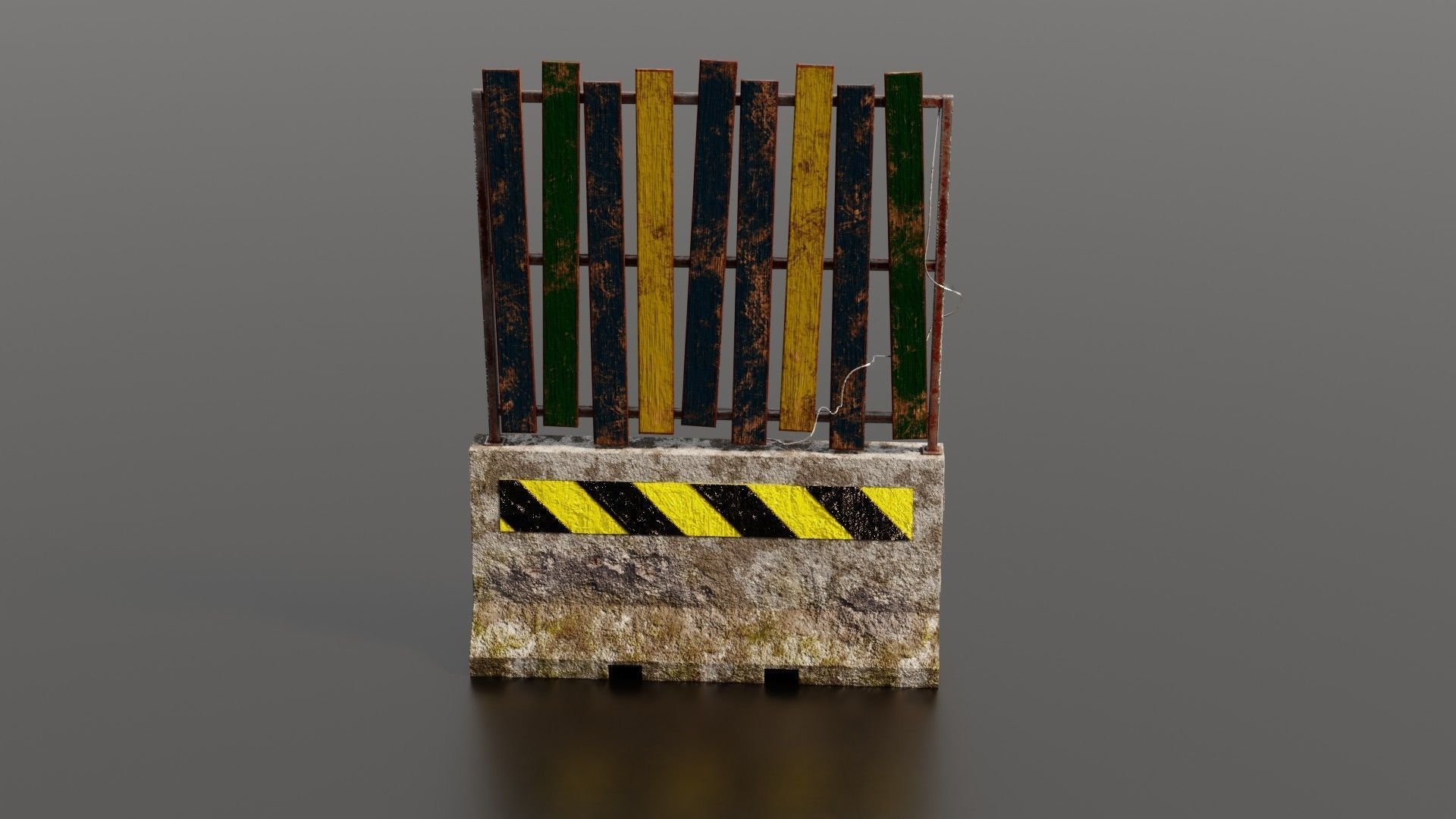 Concrete barrier  Low-poly 3D model_36