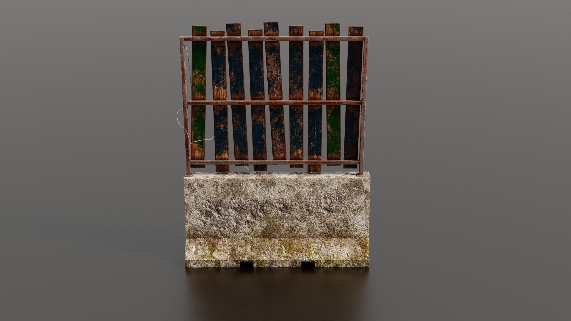 Concrete barrier  Low-poly 3D model_2