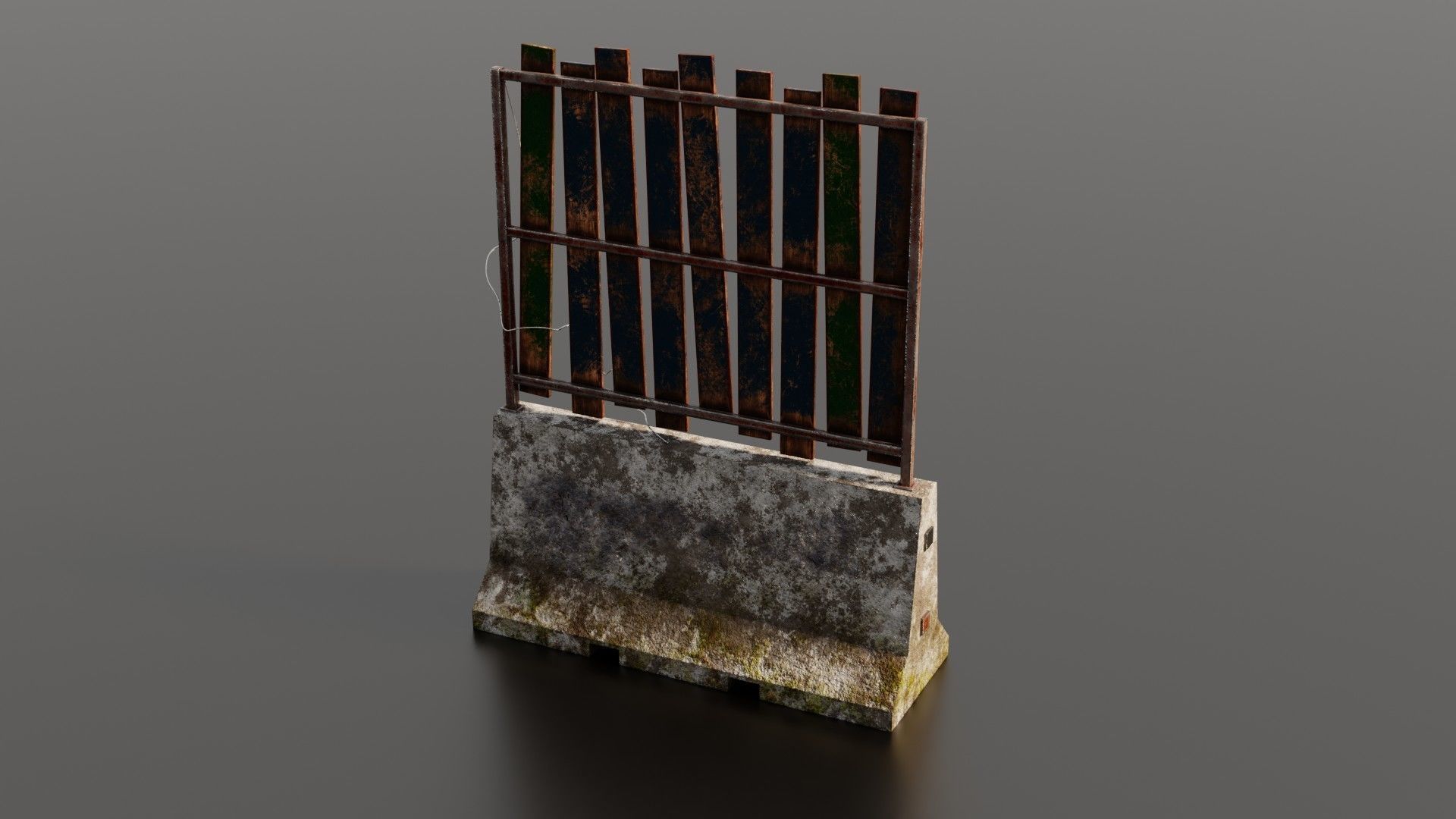 Concrete barrier  Low-poly 3D model_1
