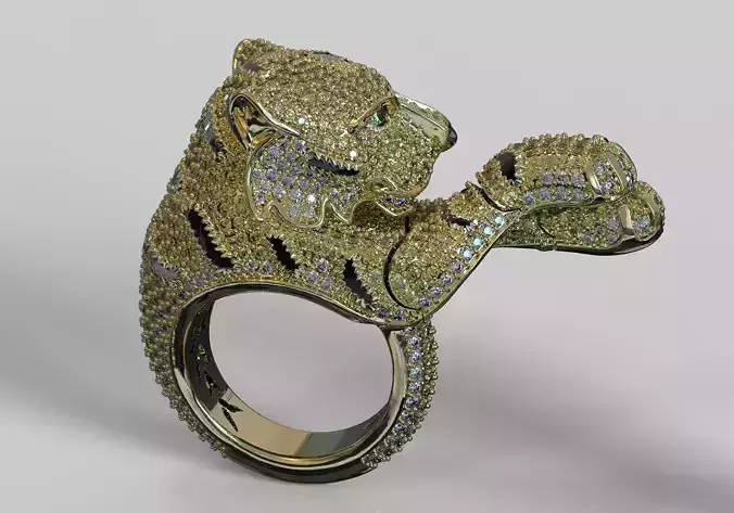 Tiger jewelry ring movable hands