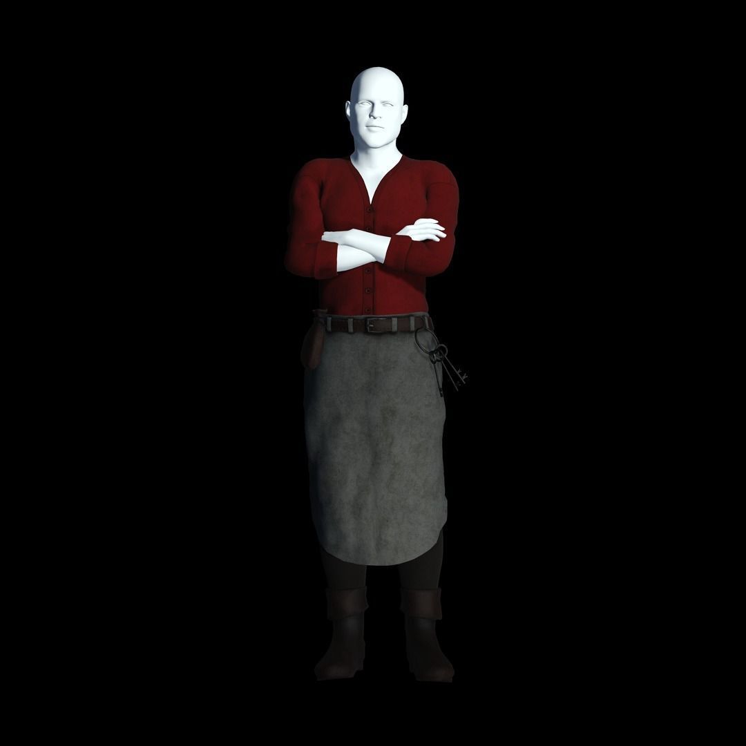 Fantasy Tavern Innkeeper - Fantasy Clothing Low-poly 3D model_2
