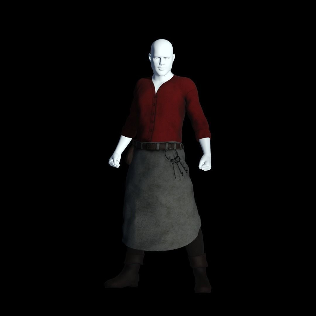 Fantasy Tavern Innkeeper - Fantasy Clothing Low-poly 3D model_5