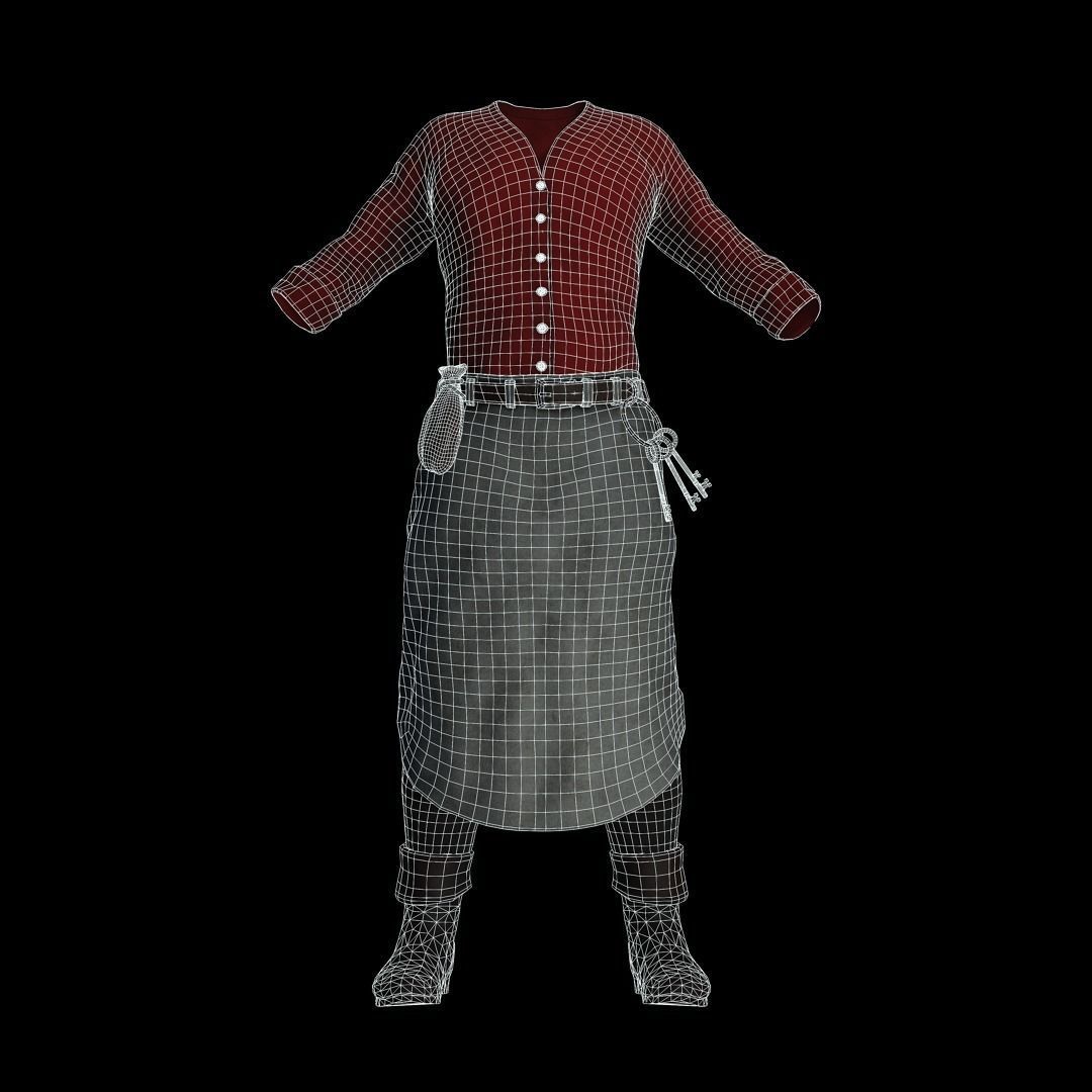 Fantasy Tavern Innkeeper - Fantasy Clothing Low-poly 3D model_8