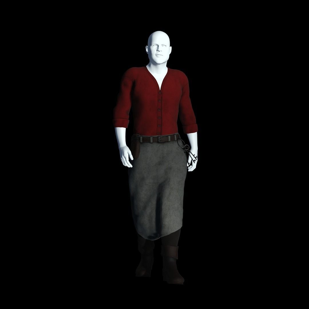 Fantasy Tavern Innkeeper - Fantasy Clothing Low-poly 3D model_3