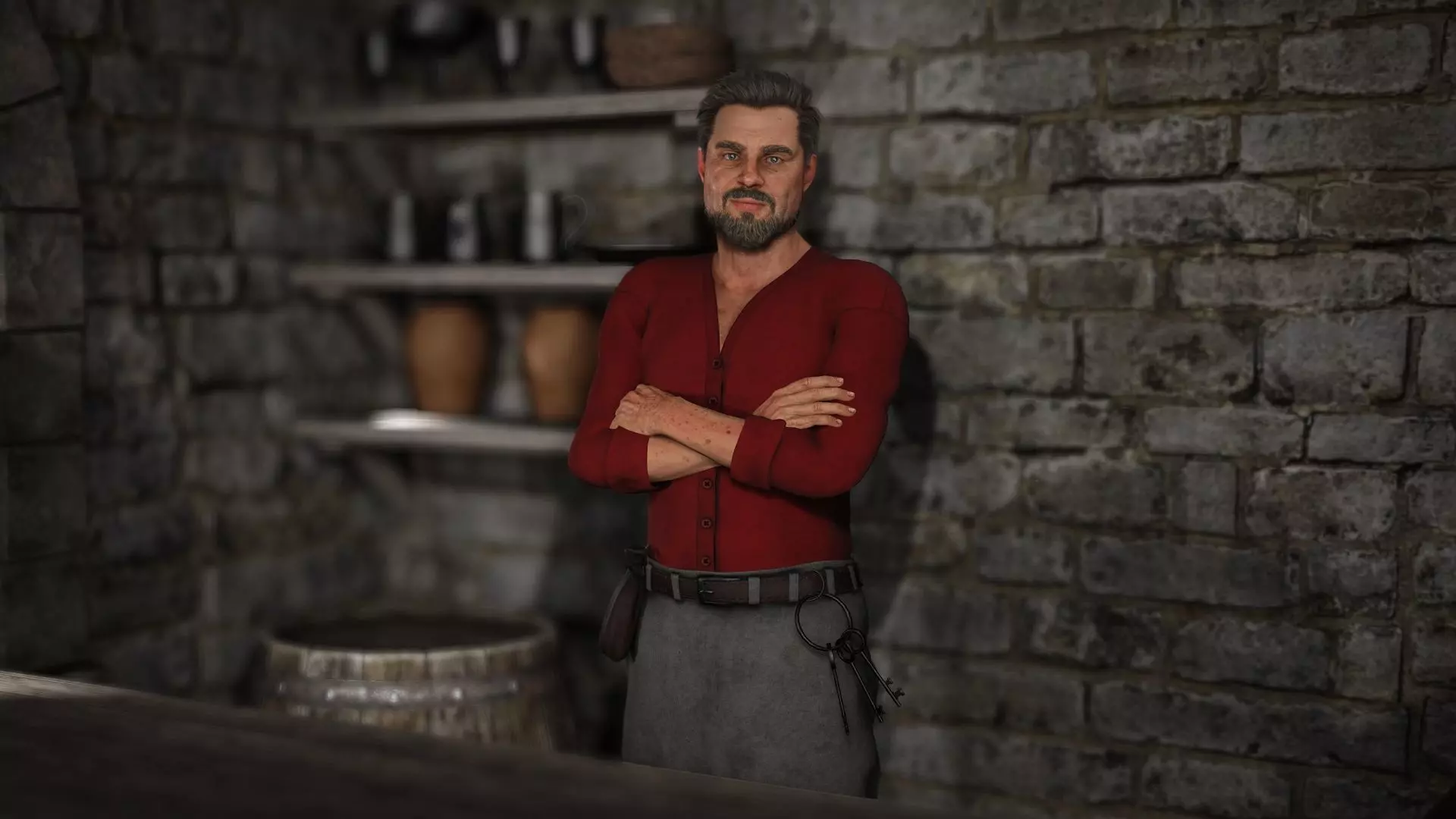 Fantasy Tavern Innkeeper - Fantasy Clothing Low-poly 3D model_0