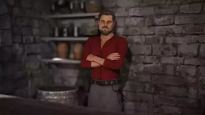 Fantasy Tavern Innkeeper - Fantasy Clothing Low-poly 3D model