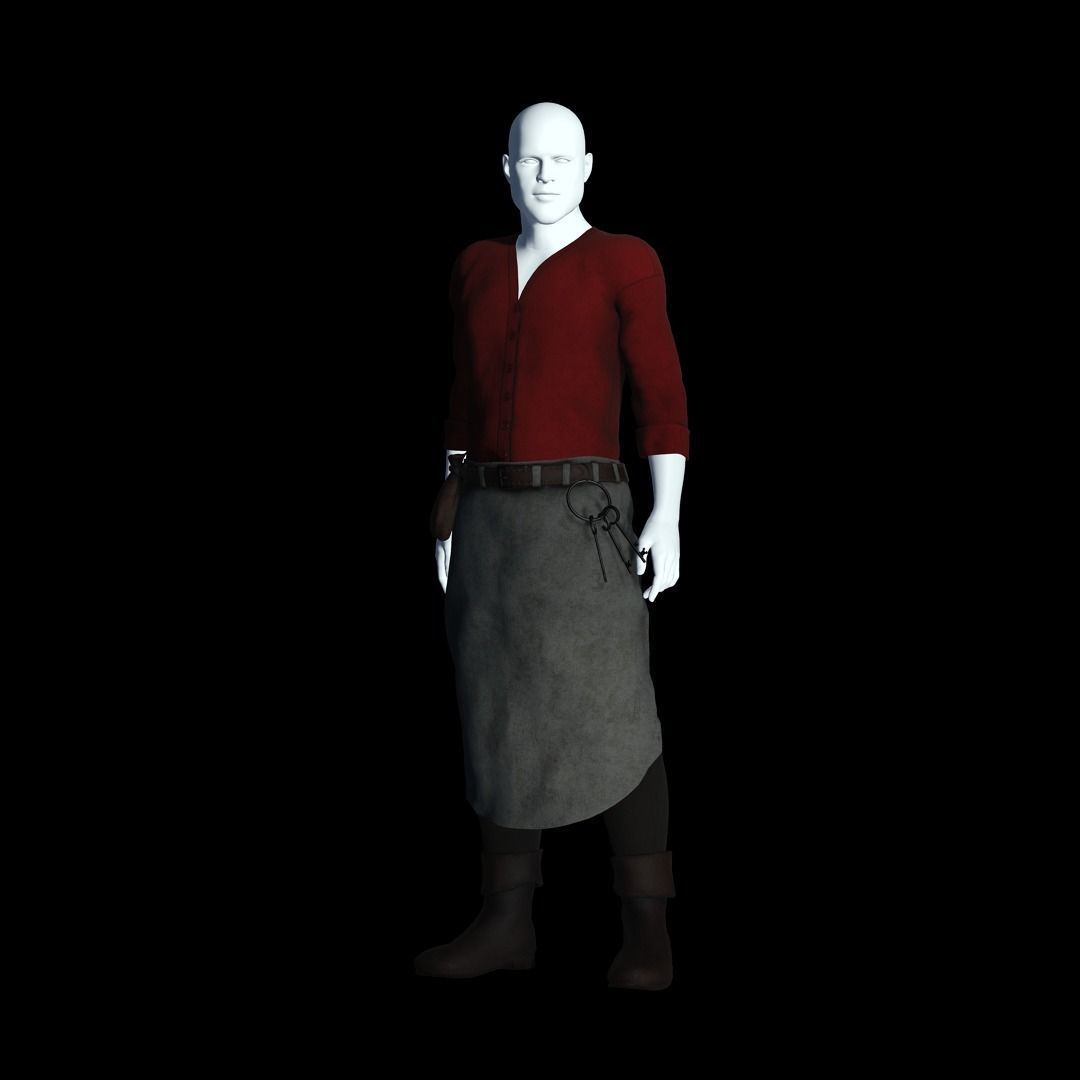 Fantasy Tavern Innkeeper - Fantasy Clothing Low-poly 3D model_4