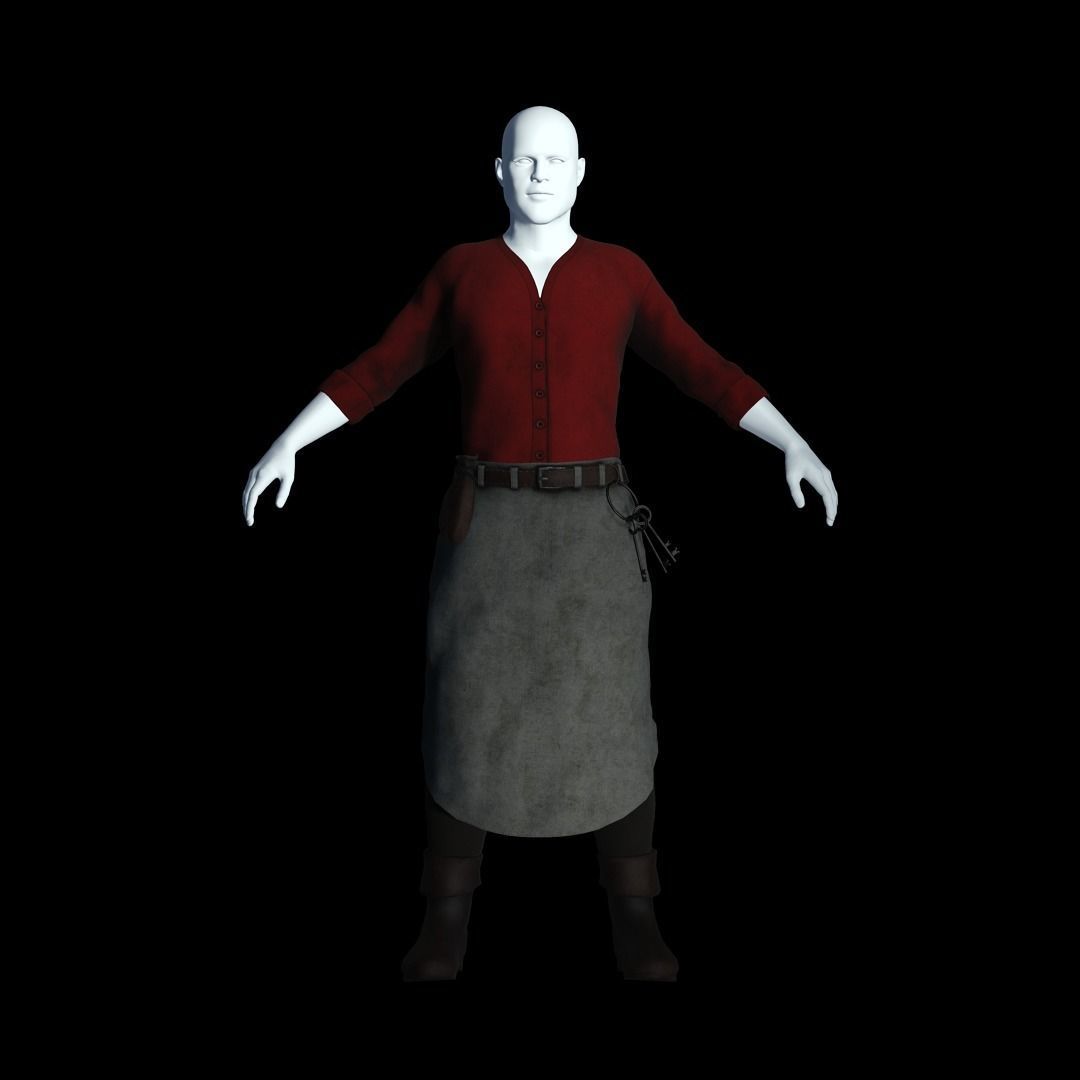 Fantasy Tavern Innkeeper - Fantasy Clothing Low-poly 3D model_7