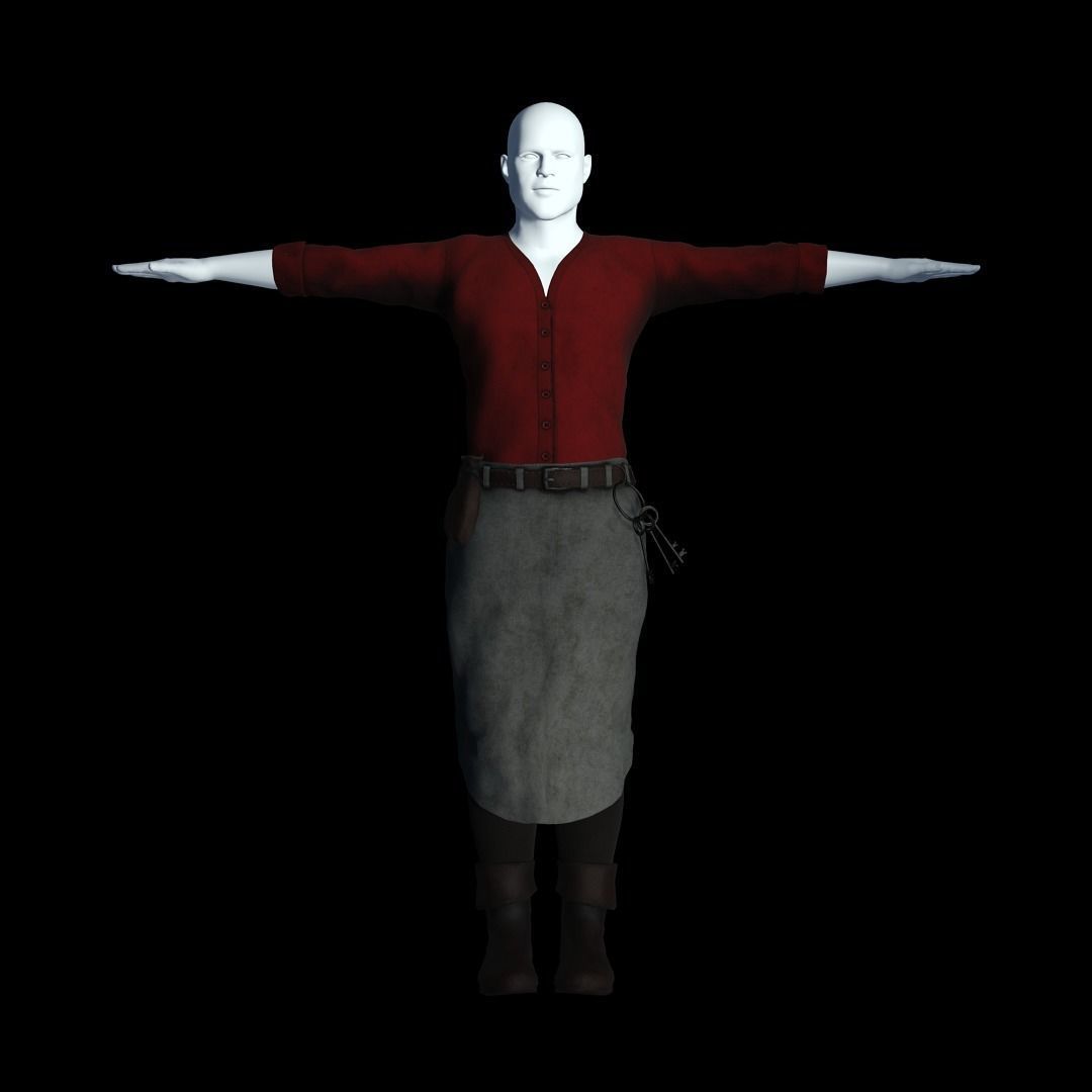 Fantasy Tavern Innkeeper - Fantasy Clothing Low-poly 3D model_11