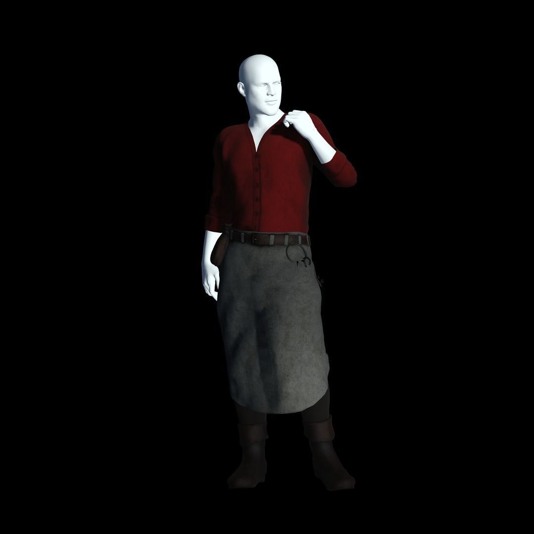 Fantasy Tavern Innkeeper - Fantasy Clothing Low-poly 3D model_1