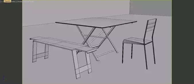 Garden folding table Low-poly 3D model