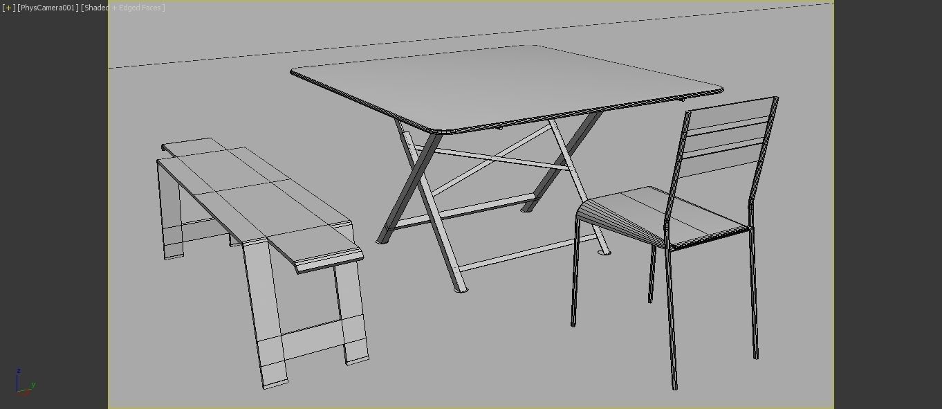 Garden folding table Low-poly 3D model_3