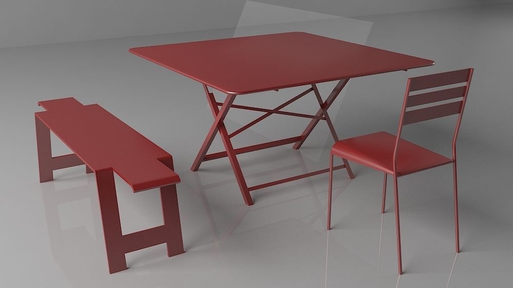 Garden folding table Low-poly 3D model_2
