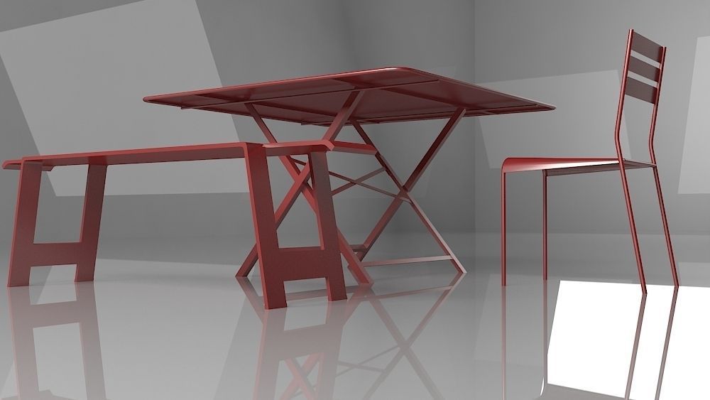 Garden folding table Low-poly 3D model_4