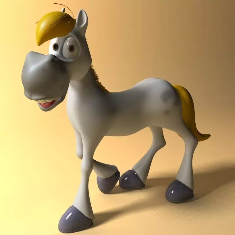 Cartoon Horse Rigged and Animated Low-poly 3D model_0