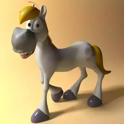 Cartoon Horse Rigged and Animated Low-poly 3D model