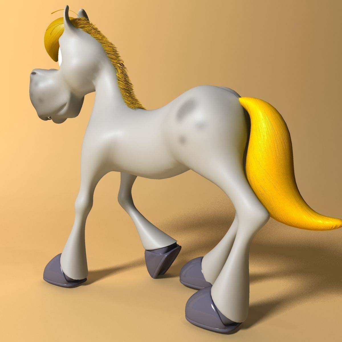 Cartoon Horse Rigged and Animated Low-poly 3D model_2
