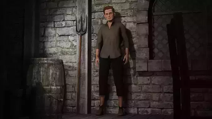 Fantasy Tavern Stable Boy - Fantasy Clothing Low-poly 3D model